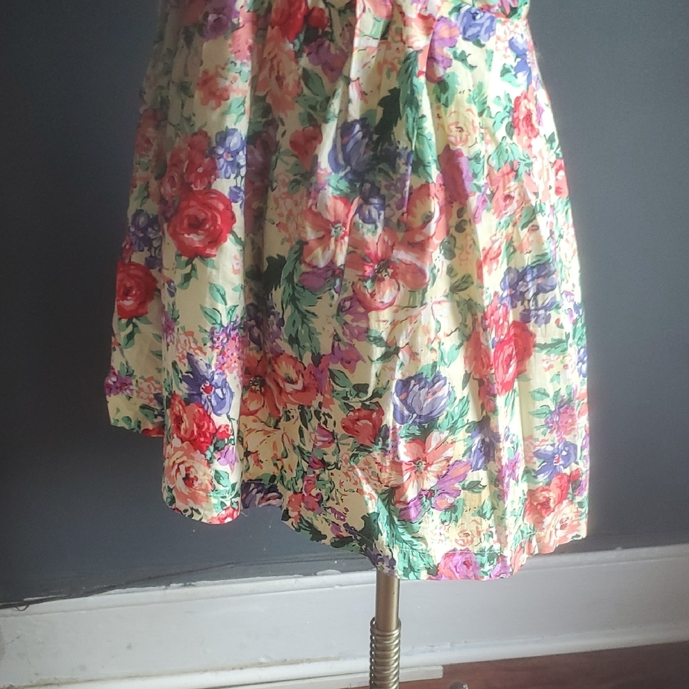 Sans Souci Pink and Green Pleated Strapless Sundress Sz M - Picture 8 of 17